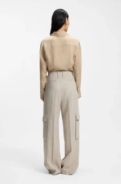 Regular-fit trousers in a herringbone linen blend
