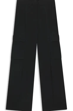 Regular-fit trousers in crepe with cargo pockets