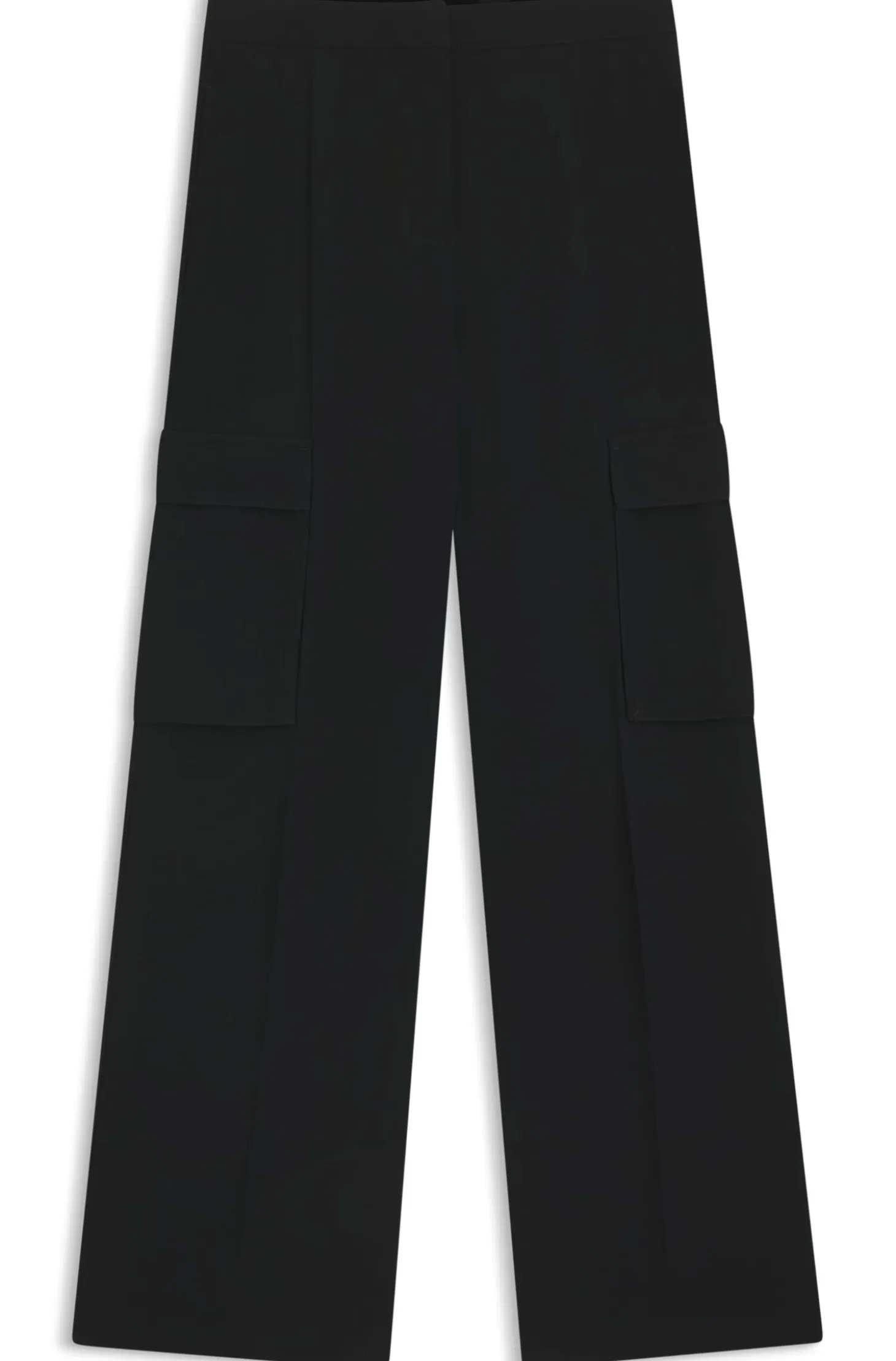 Regular-fit trousers in crepe with cargo pockets