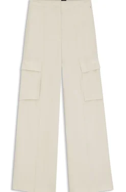 Regular-fit trousers in crepe with cargo pockets