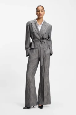 Regular-fit trousers in melange denim