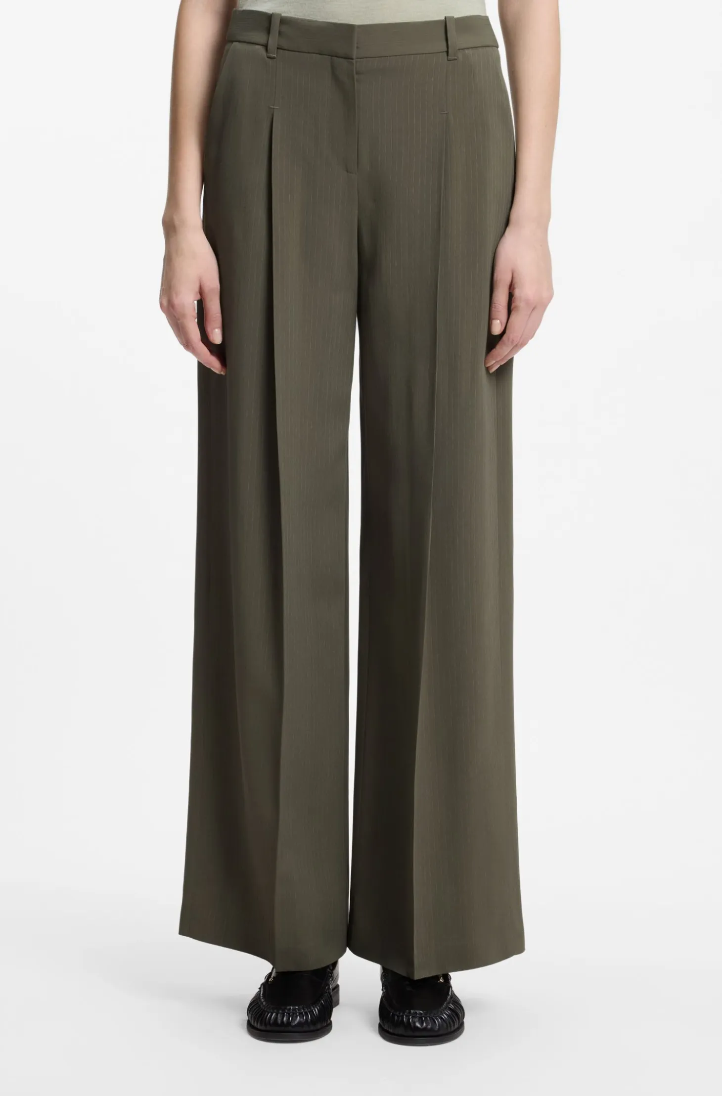 Regular-fit trousers in pinstripe stretch crepe