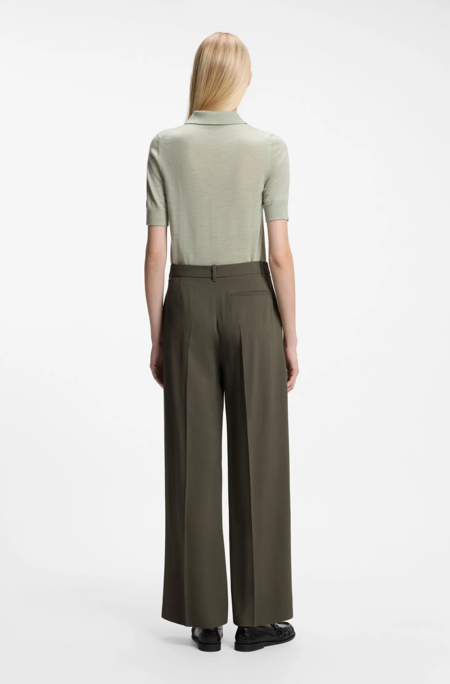 Regular-fit trousers in pinstripe stretch crepe