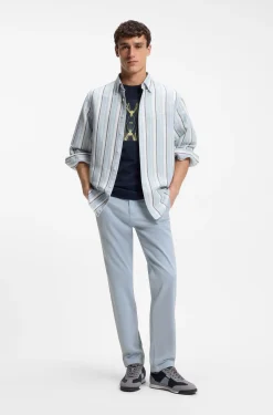Regular-fit trousers in stretch-cotton satin