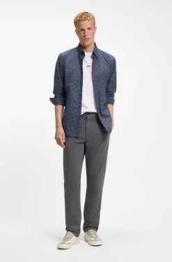 Regular-fit trousers in stretch-cotton satin