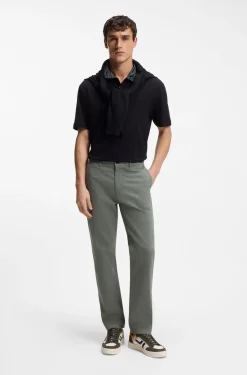 Regular-fit trousers in stretch-cotton satin