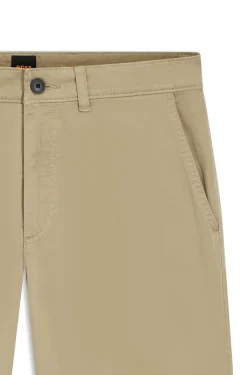 Regular-fit trousers in stretch-cotton satin
