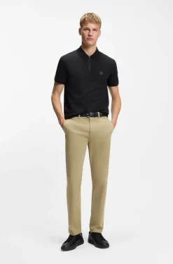 Regular-fit trousers in stretch-cotton satin