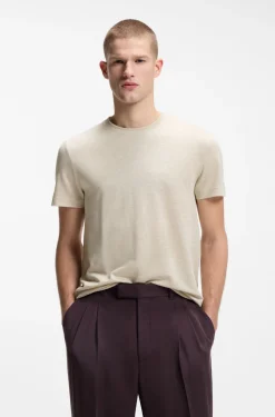 Regular-fit T-shirt in cotton and linen