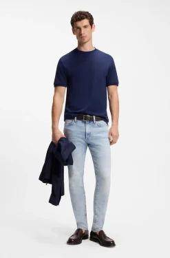 Regular-fit T-shirt in cotton-silk jacquard