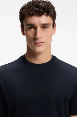 Regular-fit T-shirt in cotton with raised jacquard structure