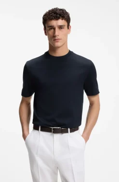 Regular-fit T-shirt in cotton with raised jacquard structure