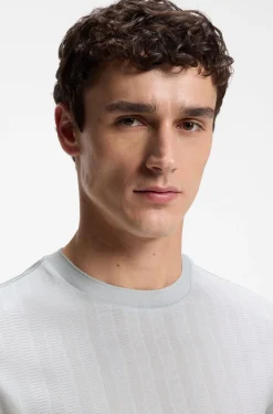 Regular-fit T-shirt in cotton with raised jacquard structure