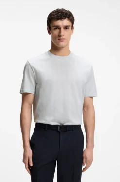 Regular-fit T-shirt in cotton with raised jacquard structure