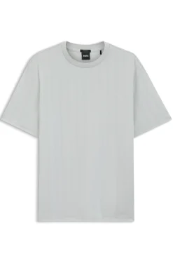 Regular-fit T-shirt in cotton with raised jacquard structure