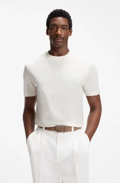 Regular-fit T-shirt in cotton with raised jacquard structure