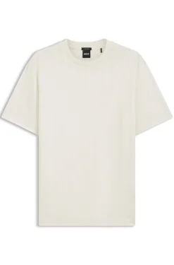 Regular-fit T-shirt in cotton with raised jacquard structure