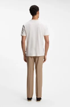 Regular-fit T-shirt in structured cotton with tipping details