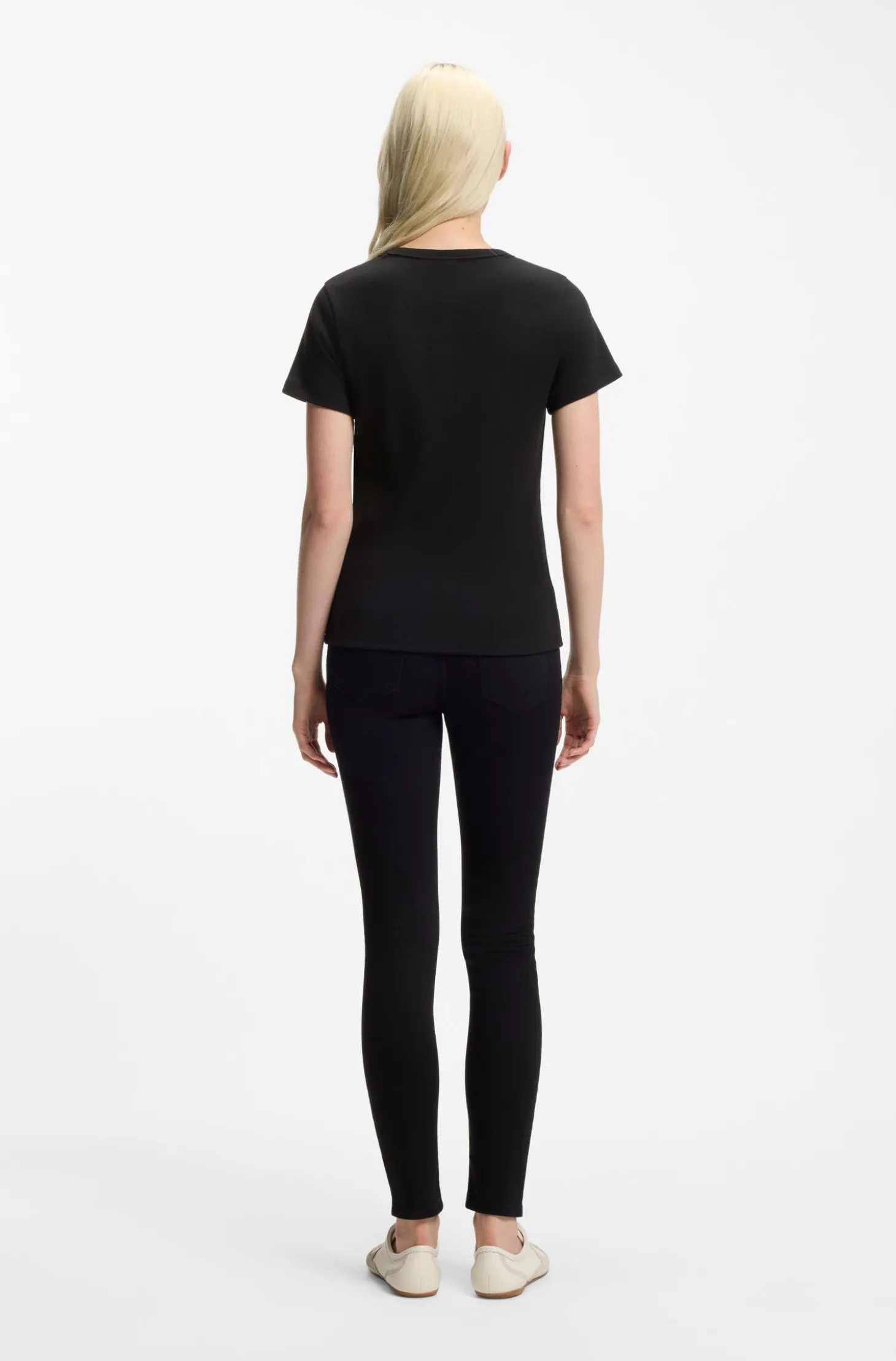 Regular-fit T-shirt with stacked-logo embroidery