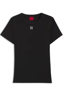 Regular-fit T-shirt with stacked-logo embroidery