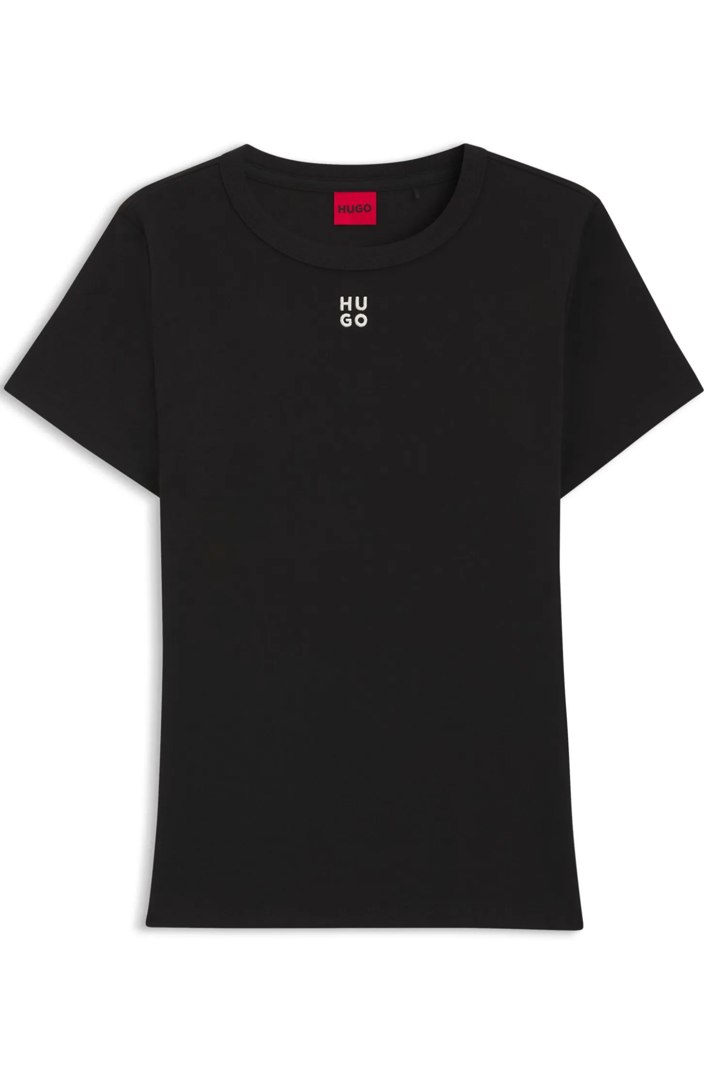 Regular-fit T-shirt with stacked-logo embroidery