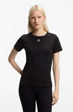 Regular-fit T-shirt with stacked-logo embroidery