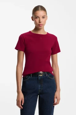 Regular-fit T-shirt with stacked-logo embroidery