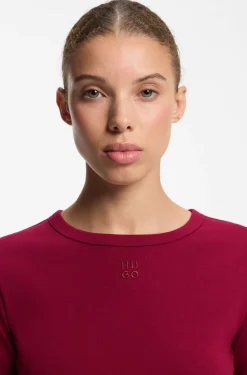 Regular-fit T-shirt with stacked-logo embroidery