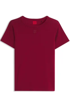 Regular-fit T-shirt with stacked-logo embroidery