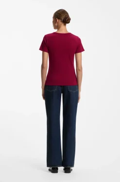 Regular-fit T-shirt with stacked-logo embroidery