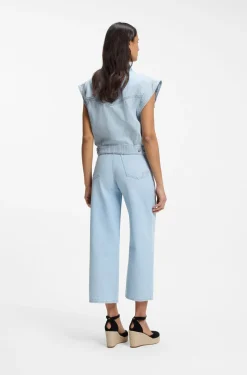 Regular-fit vest in blue marbled denim