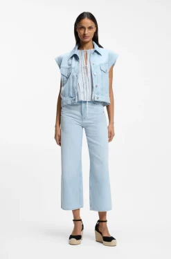 Regular-fit vest in blue marbled denim