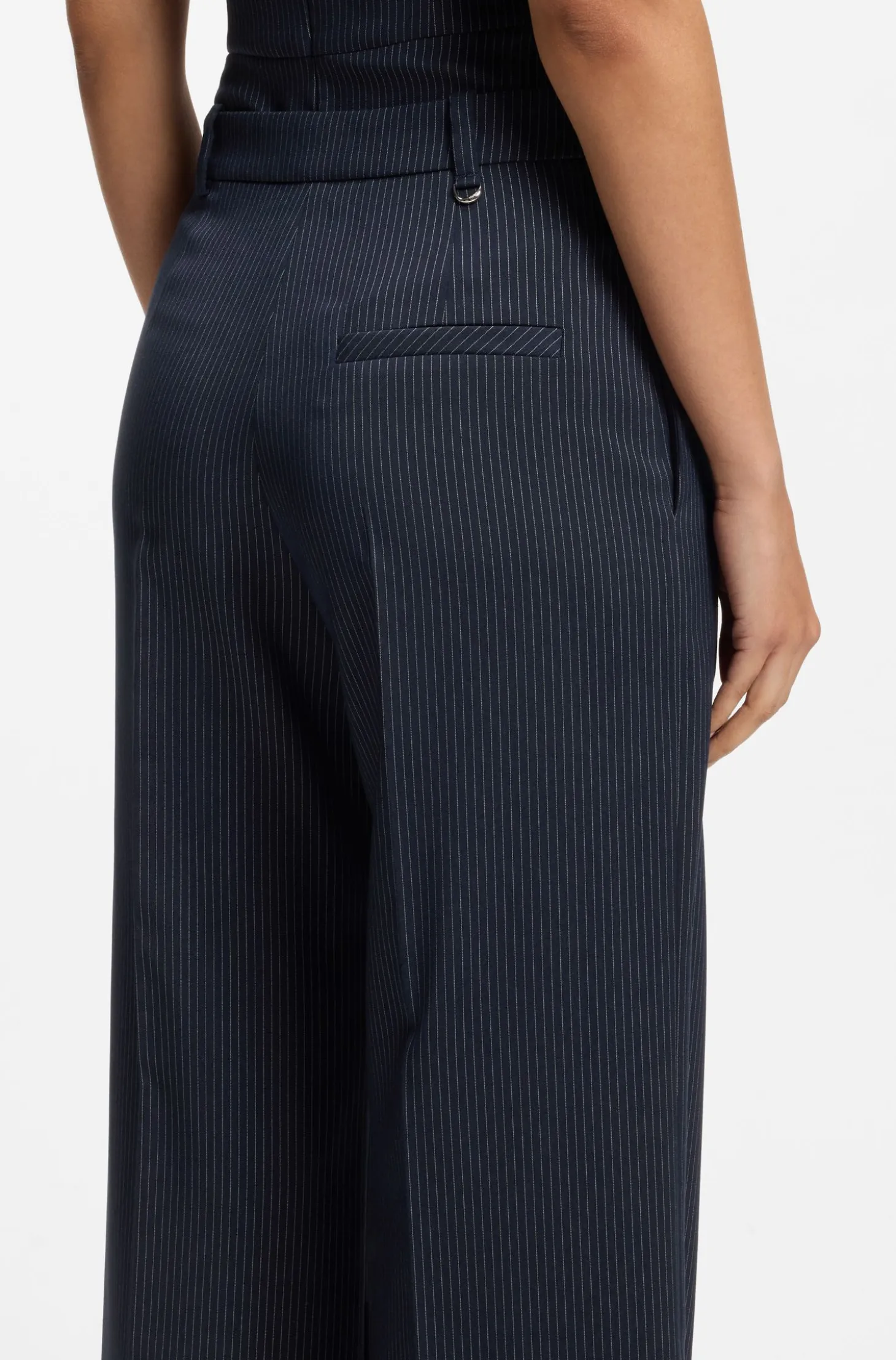 Regular-fit wide-leg trousers in pinstripe stretch fabric