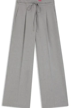 Regular-fit wide-leg trousers in melange stretch fabric