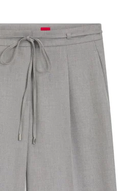 Regular-fit wide-leg trousers in melange stretch fabric