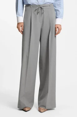 Regular-fit wide-leg trousers in melange stretch fabric