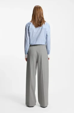 Regular-fit wide-leg trousers in melange stretch fabric