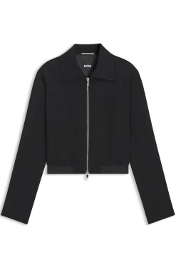 Regular-fit zip-up jacket in crepe fabric
