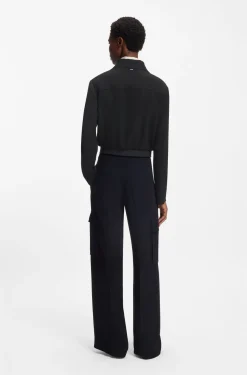Regular-fit zip-up jacket in crepe fabric