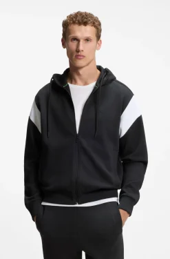 Regular-fit zip-up sweatshirt in spacer piqué
