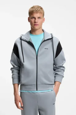 Regular-fit zip-up sweatshirt in spacer piqué