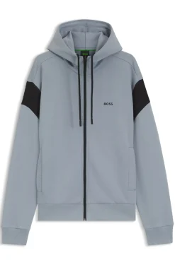 Regular-fit zip-up sweatshirt in spacer piqué