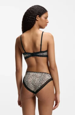 Regular-rise briefs in stretch microfibre with lace trim