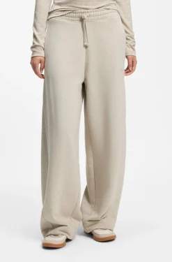 Relaxed-fit barrel-leg trousers in melange jersey