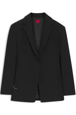 Relaxed-fit blazer in seersucker with chain belt