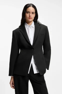 Relaxed-fit blazer in seersucker with chain belt