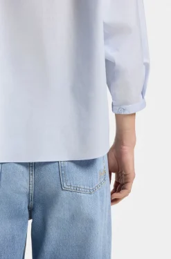 Relaxed-fit blouse in cotton poplin with kimono sleeves