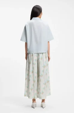 Relaxed-fit blouse in cotton poplin with point collar