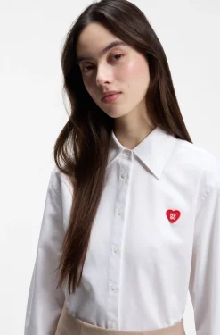 Relaxed-fit blouse in Oxford cotton with heart logo