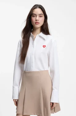 Relaxed-fit blouse in Oxford cotton with heart logo